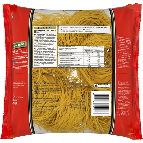 San Remo Vermicelli Egg Noodle Pasta 250g