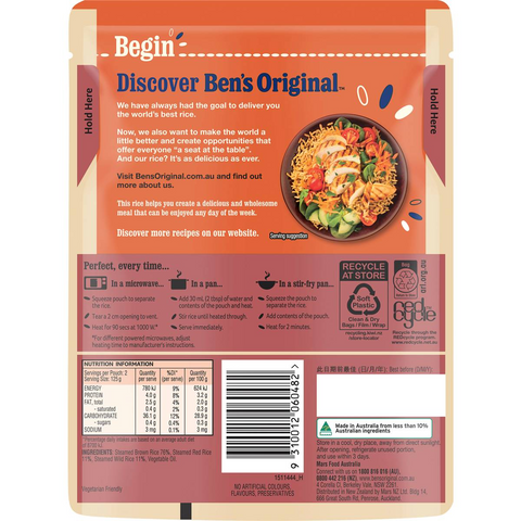 Ben's Original Brown, Red & Wild Rice Medley Microwave Rice Pouch 250g