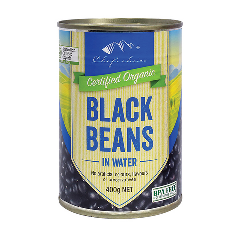 Certified Organic Black Beans in Water 400g