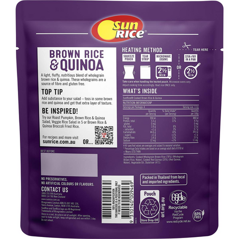 Sunrice Microwave Brown Rice & Quinoa Pouch 450g