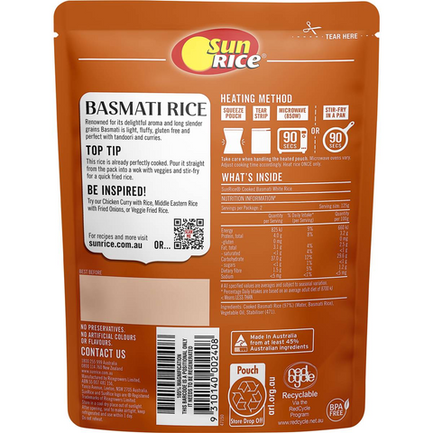 Sunrice Microwave Basmati Rice 250g