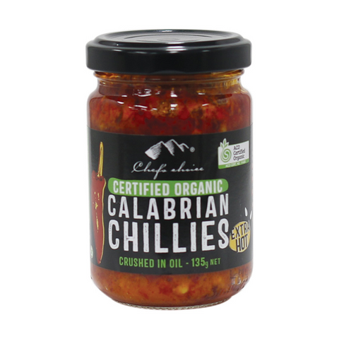 Certified Organic Calabrian Crushed Chillies – In Olive Oil – Extra Hot 135g