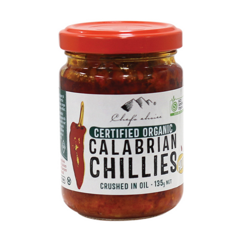 Certified Organic Calabrian Crushed Chillies – In Olive Oil – Hot 135g