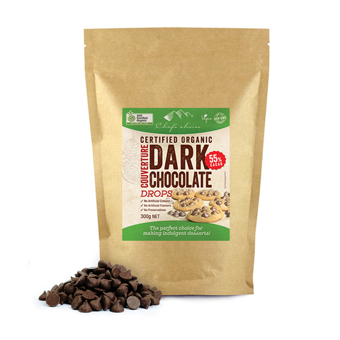 Certified Organic Dark Chocolate Courverture Drops 55% Cacao 300g