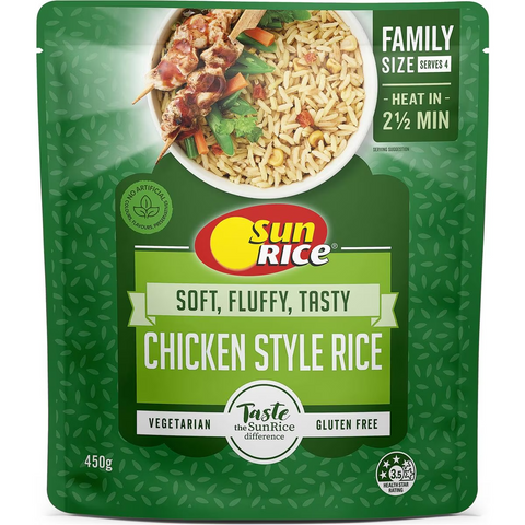 Sunrice Microwave Chicken Style Flavoured Rice Pouch 450g