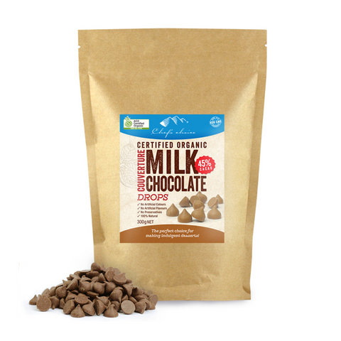 Certified Organic Milk Chocolate Couverture Drops 300g