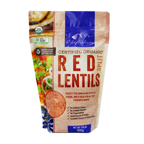 Certified Organic Red Split Lentils 500g