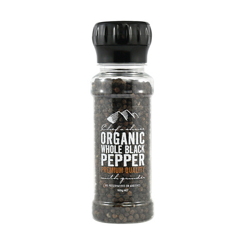 Certified Organic Whole Black Pepper – Grinder 100g