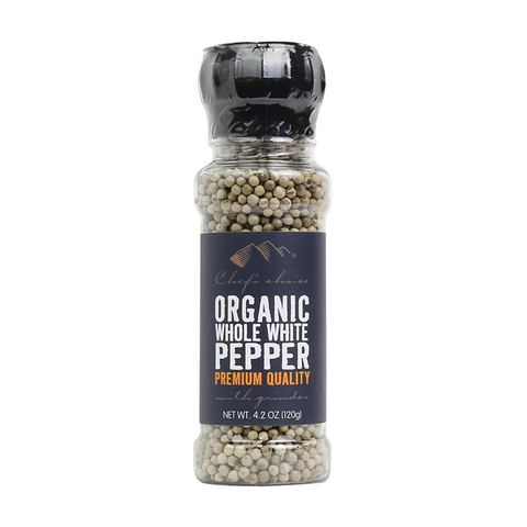 Certified Organic Whole White Pepper – Grinder 120g