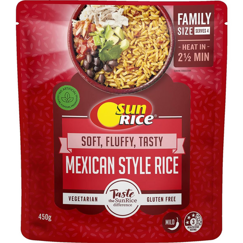 Sunrice Microwave Mexican Style Rice Flavoured Rice Pouch 450g