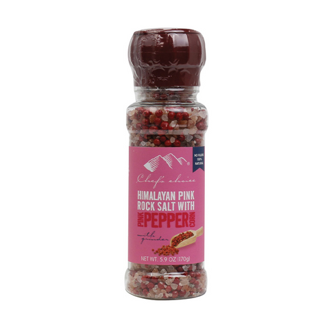 Himalayan Pink Rock Salt with Pink Peppercorn – Grinder 170g