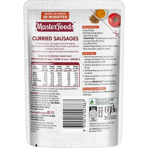 Masterfoods Curried Sausages Recipe Base 175g