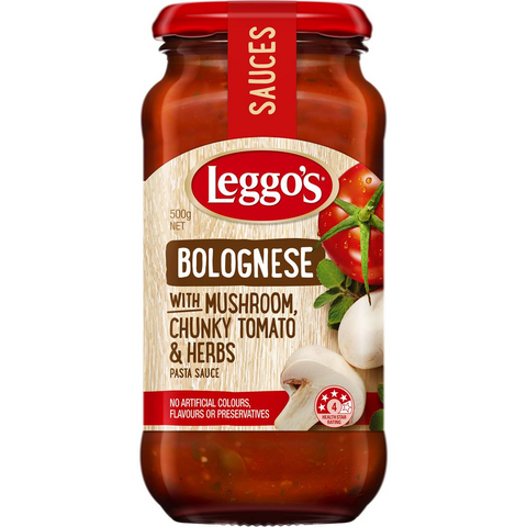 Leggo's Mushroom Bolognese With Chunky Tomato & Herbs Pasta Sauce 500g