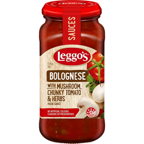 Leggo's Mushroom Bolognese With Chunky Tomato & Herbs Pasta Sauce 500g