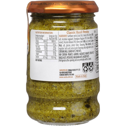 Sacla Classic Basil Pesto 190g