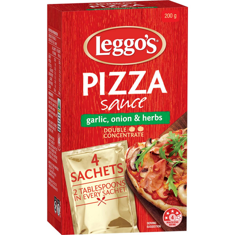 Leggo's Pizza Sauce Double Concentrate Garlic Onion & Herbs Sachet 50g X 4 Pack