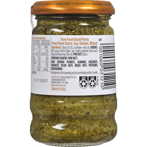 Sacla Basil Pesto Free From 190g