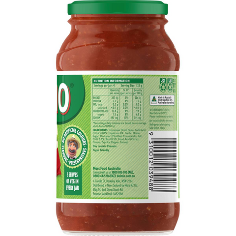 Dolmio Extra Spicy Peppers Tomato Pasta Sauce 500g