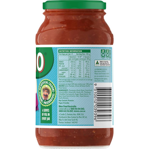 Dolmio Extra Tomato, Onion & Garlic Salt Reduced Pasta Sauce 500g