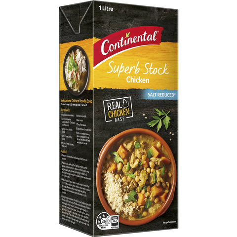 Continental Liquid Chicken Stock Salt Reduced 1l