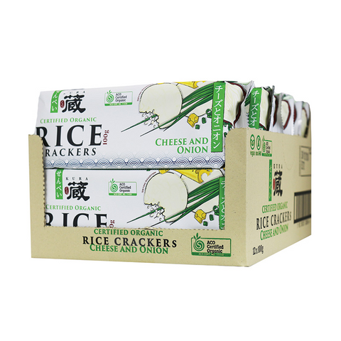 Certified Organic Cheese and Onion Rice Crackers 12 Pack (100g each)