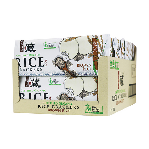 Certified Organic Original Brown Rice Crackers 12 Pack (100g each)