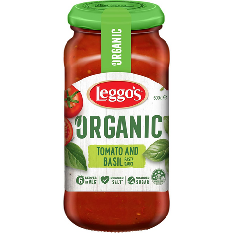 Leggo's Organic Tomato & Basil Pasta Sauce No Added Sugar 500g