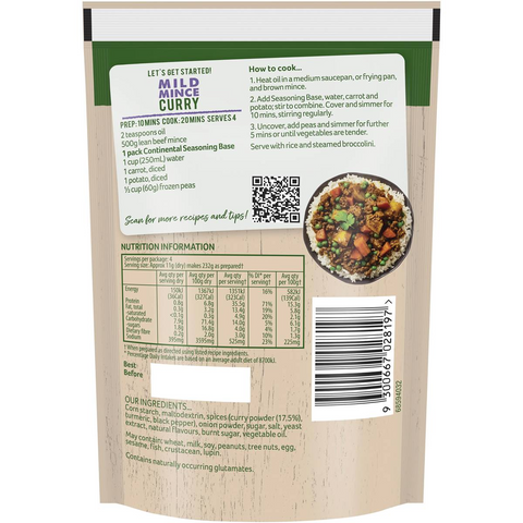 Continental Recipe Base Mild Mince Curry 40g