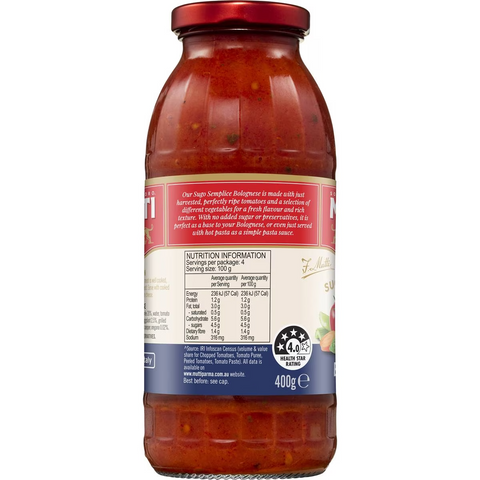 Mutti Sugo Semplice Bolognese Pasta Sauce 400g