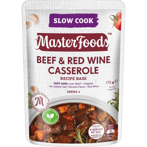 Masterfoods Beef & Red Wine Casserole Slow Cook Recipe Base 175g