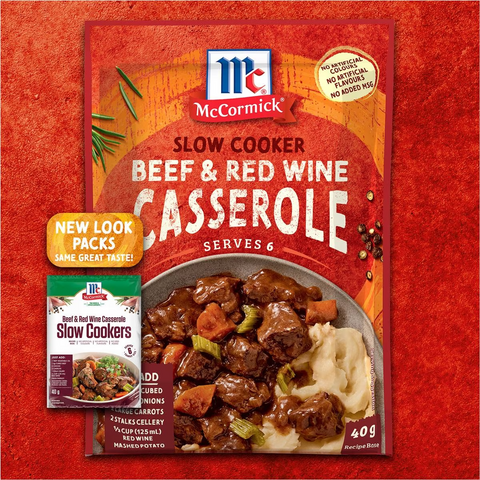 Mccormick Slow Cooker Beef & Red Wine Casserole Recipe Base 40g