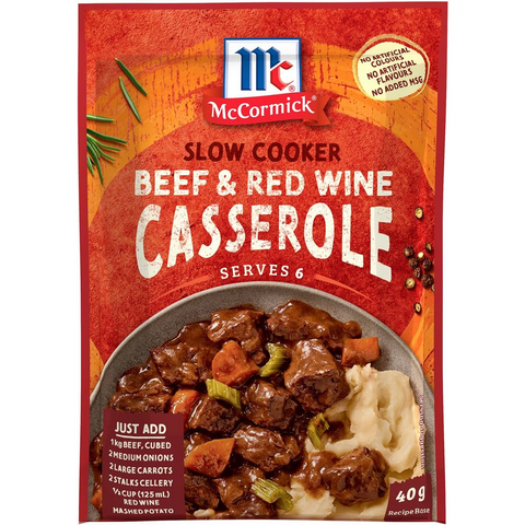 Mccormick Slow Cooker Beef & Red Wine Casserole Recipe Base 40g