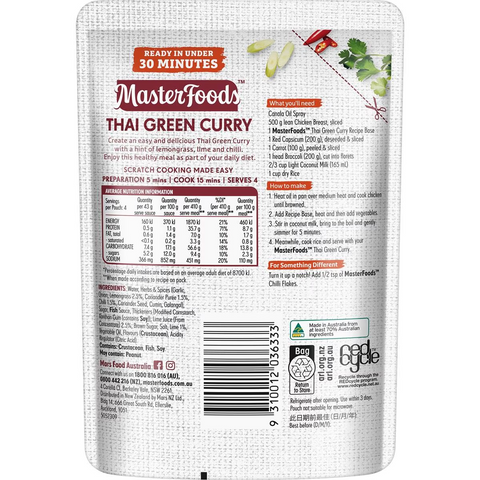 Masterfoods Thai Green Curry Recipe Base 175g