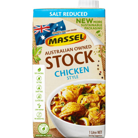 Massel Plant Based Chicken Style Liquid Stock Salt Reduced 1l