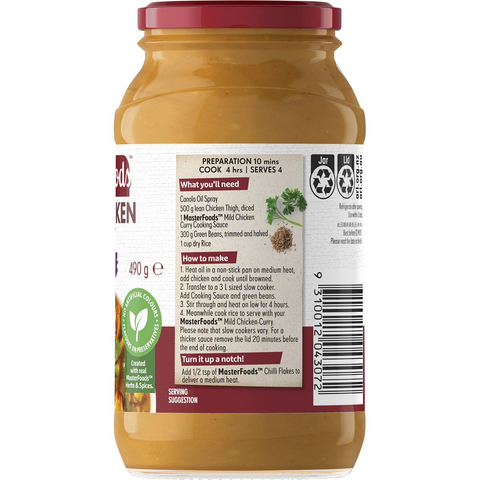 Masterfoods Mild Chicken Curry Slow Cook Sauce 490g