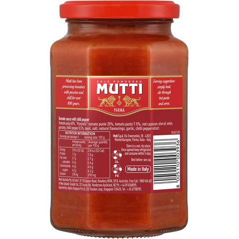 Mutti Gourmet Pasta Sauce Pizzutello Tomatoes Calabrian Chilli 400g