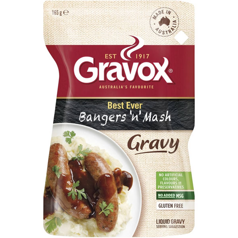 Gravox Best Ever Bangers 'n' Mash Liquid Gravy Pouch 165g