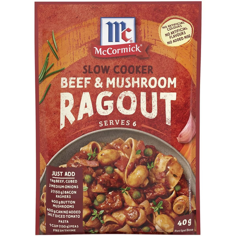 Mccormick Slow Cooker Beef & Mushroom Ragout Recipe Base 40g