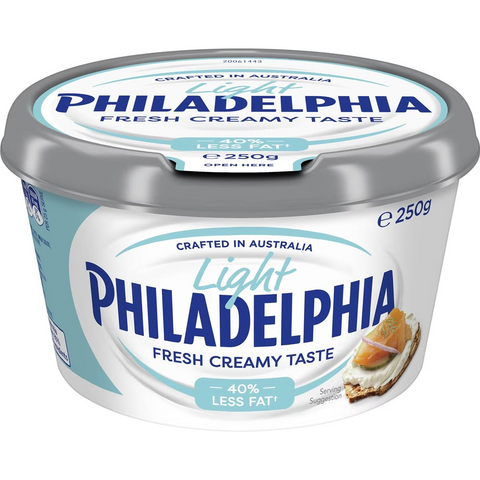 Philadelphia Light Cream Cheese Spread Tub 250g