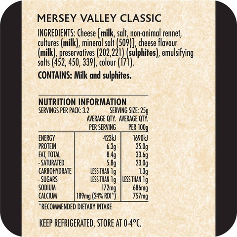 Mersey Valley Classic Cheese 80g