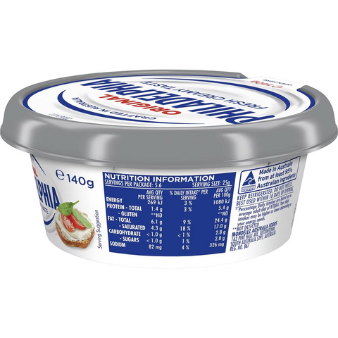 Philadelphia Original Cream Cheese Spread Tub 140g