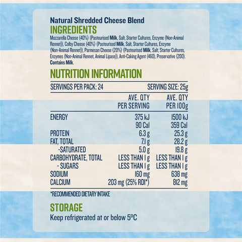 Devondale 3 Cheese Blend Shredded Cheese 600g