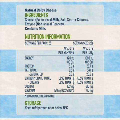 Devondale Colby Cheese Block 625g