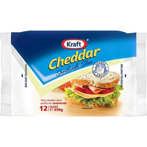 Kraft Cheddar Sandwich Slices 250g