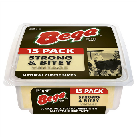 Bega Strong & Bitey Cheese Slices 15 Pack 250g