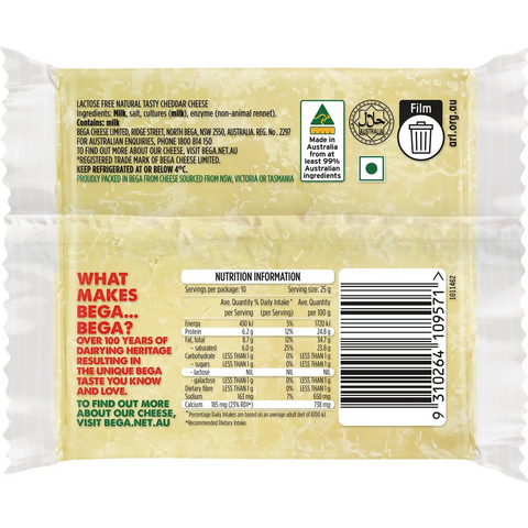 Bega Lactose Free Farmers Tasty Cheese Block 250g