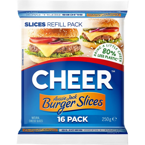 Cheer Aussie Jack Burger Refill Cheese Slices 16 Pack