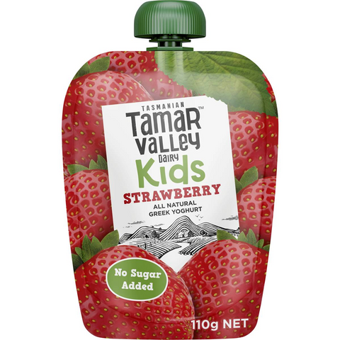 Tamar Valley Dairy Kids Greek Yoghurt Pouch Strawberry 110g