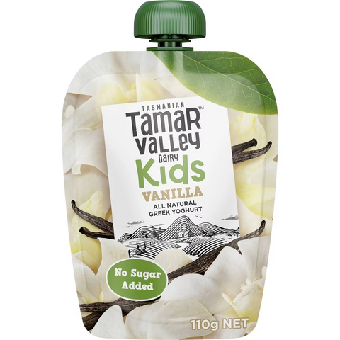 Tamar Valley Dairy Kids Greek Yoghurt Pouch Vanilla 110g