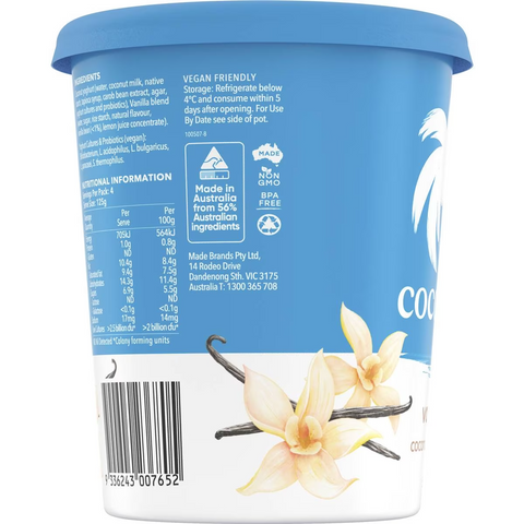 Cocobella Dairy Free Coconut Yoghurt Vanilla 500g